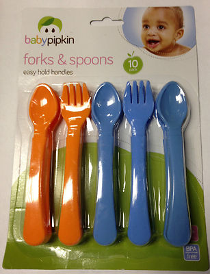 Baby Gabeln & Löffel Babypipkin Kind Kinder Fütterbesteck orange & blau BPA frei