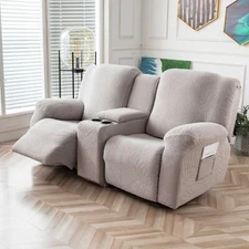 Recliner Loveseat Cover with Middle Console Sofa slipcover, Stretch Reclining