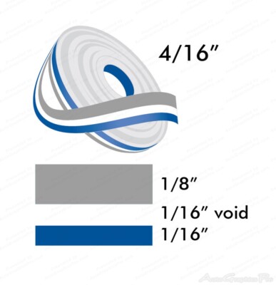 4/16'' x 150' Double Line Two Color Vinyl Graphics Stripe Pinstripe Roll - Pin