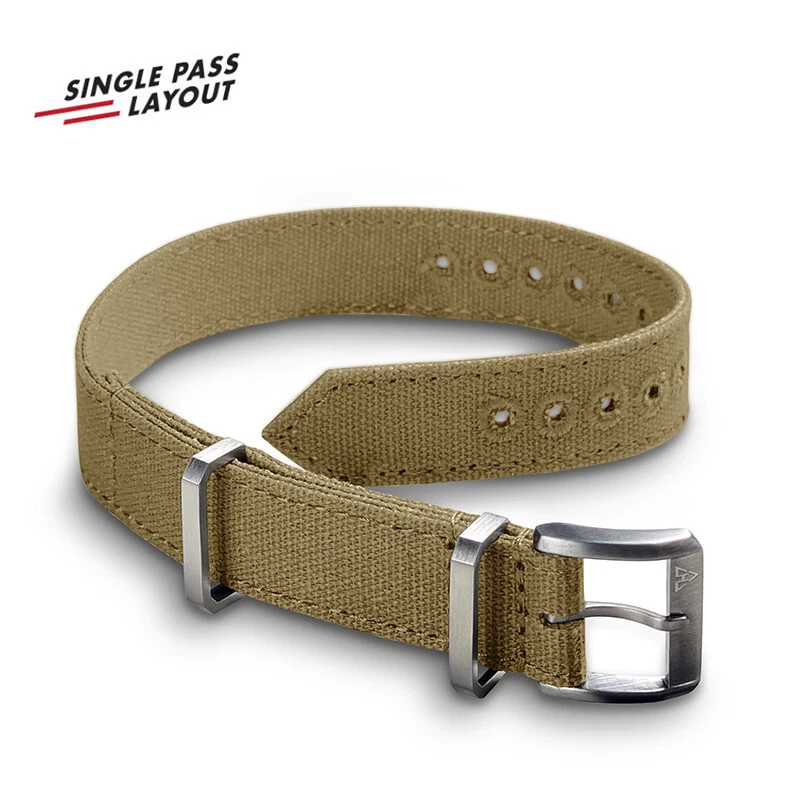 16mm Vintage Military Khaki Sand Canvas Watch Strap WWII A-11 A11 Hack - Image 2 of 4