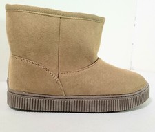 Tan Winter Boots Faux Suede  Fur Lined Toddler Unisex Cat  Jack Zipper Boots