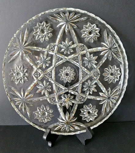 Vintage Anchor Hocking Clear Glass 11" Cupped Cake Plate Serving Dish Platter