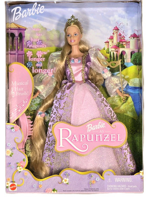 Vintage 2001 Barbie As Rapunzel Doll Mattel #55532 Musical Hairbrush Sealed Box