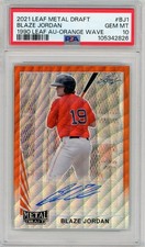 2021 Leaf Metal Draft Blaze Jordan 1990 Leaf Auto-Orange Wave #1/4 #BJ1 PSA 10..