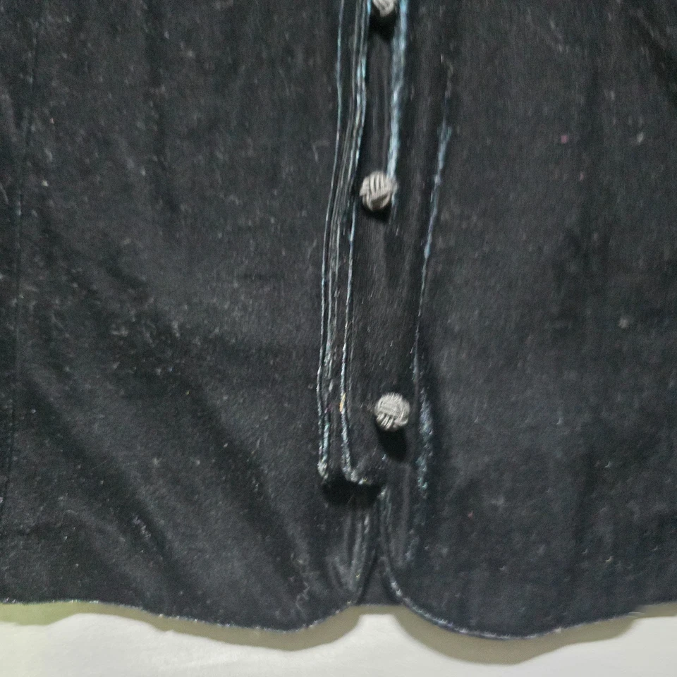 Camisa Top Coldwater Creek Terciopelo Negra Manga Larga Lujo Botones Talla Grande 1X Foto 3 de 4