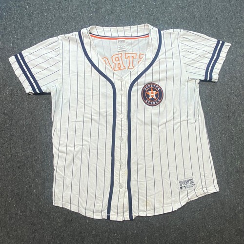 PINK Victoria's Secret Houston Astros Jersey M Medium Womens White Pinstripe MLB