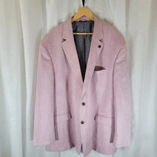 Oak Hill Sport Coat 3XLT 54–56 Pink Linen Blend Jacket Blazer DXL Big Tall