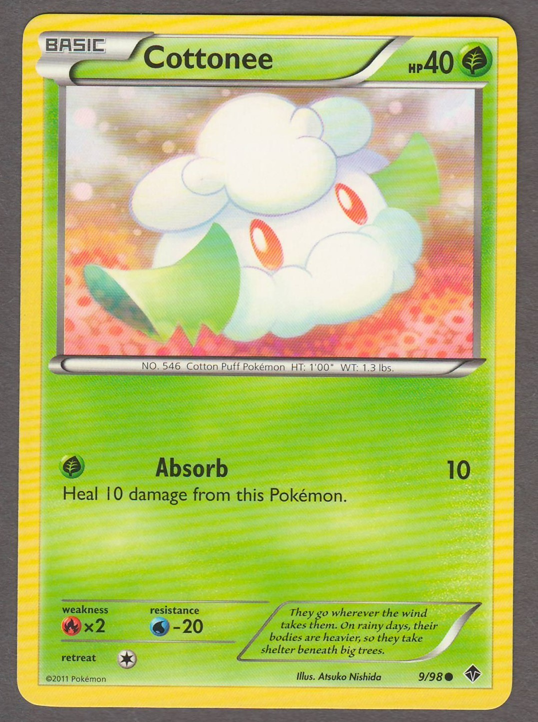 Cottonee 9/98 Emerging Powers 2011 Pokemon Card LP Lightly Played