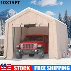 10x15 ft Portable Heavy Duty Outdoor Storage Shed with Roll-up Door & Vent-Khaki