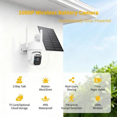 WY-LINK SOLAR CAMERA OUTDOOR WIRELESS, 360 CAMERAS FOR HOME SECURITY - WHITE