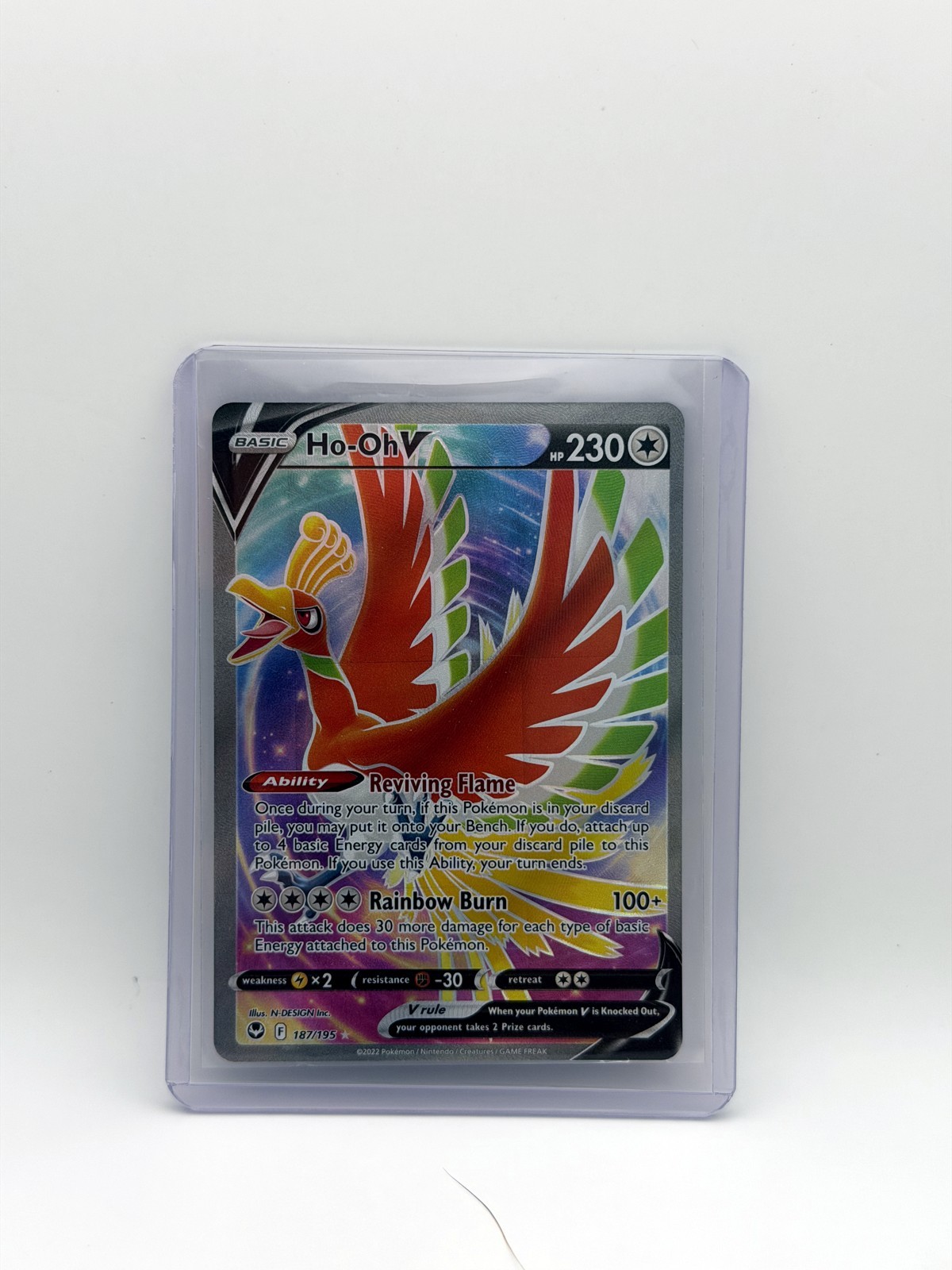 Pokemon Ho-Oh V Full Art 187/195 Silver Tempest Ultra Rare Holo NM