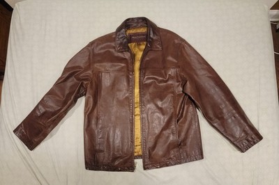 Vintage 90's Marc New York Andrew Marc Brown Leather Zip Up Jacket
