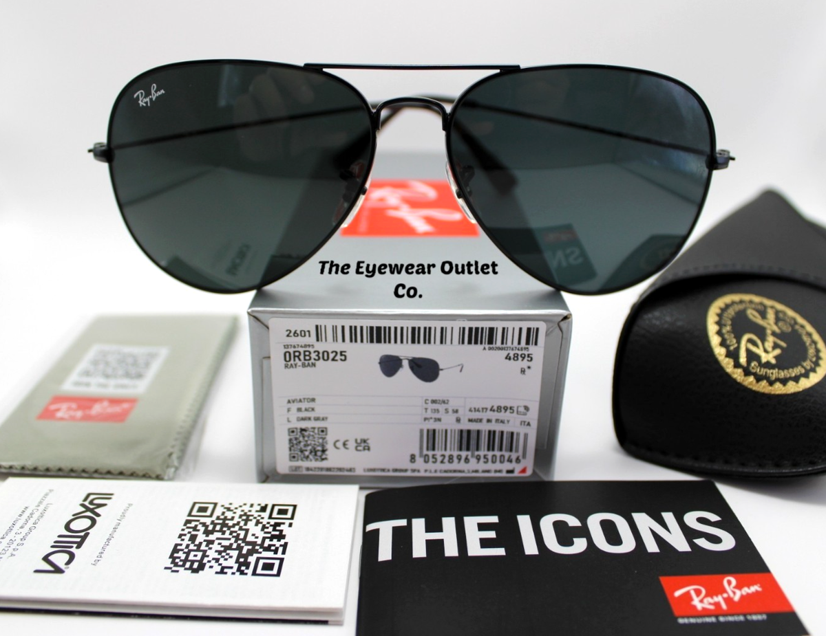 T.V Store Model Display Rayban Aviator Black RB3025 Standard 58mm