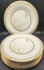 Royal Doulton White Nile Dinner Plates 10.5 " England 1978 8Pc Set Vtg Excellent