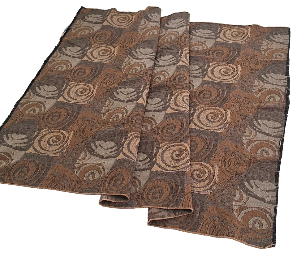 Antigo redemoinhos abstratos quadrados marrom MCM tecido estofado decoração tecido 2 YD x 52" W - Imagem 2 de 4