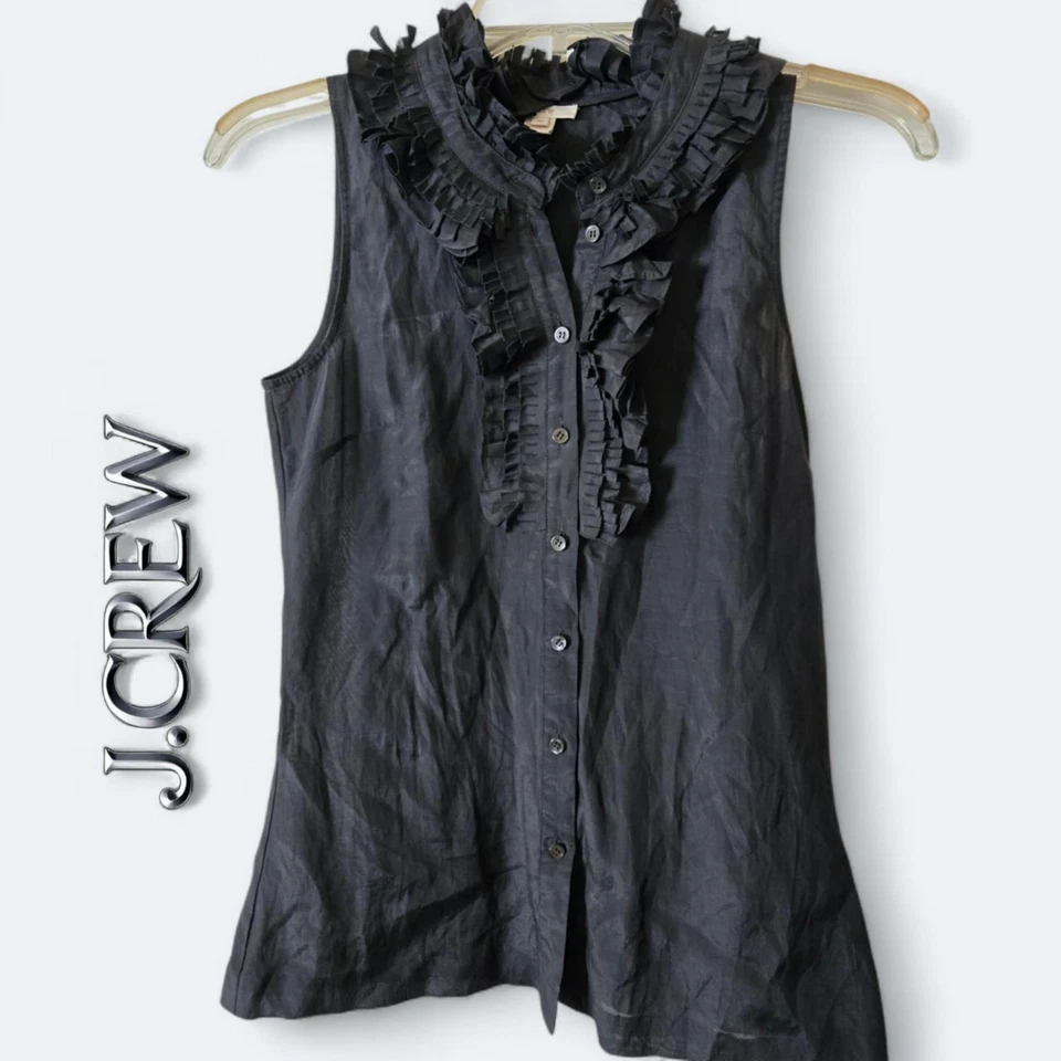 J. Blusa top sin mangas con volantes talla 00 Crew para mujer Foto 2 de 4