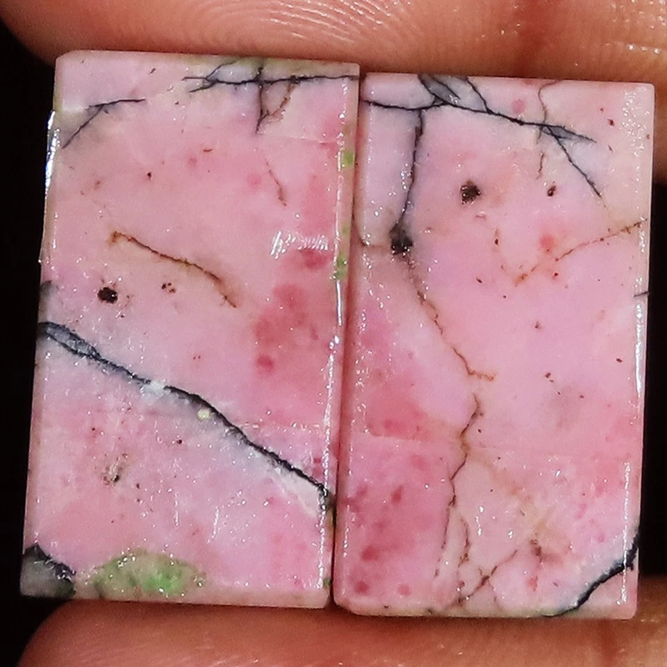 42.10 Ct Natural Rhodonite Pair Cushion Cabochon Loose Gemstone 13x24x4 mm GT209 - Image 2 of 4