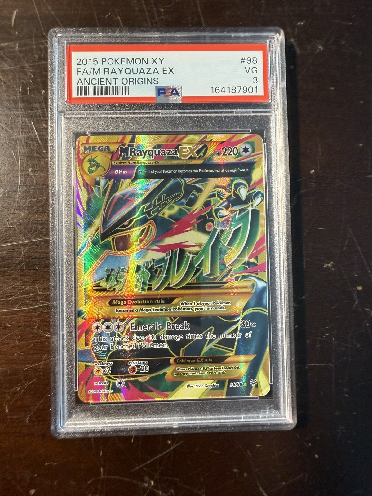 Pokemon 2015 Ancient Origins M Rayquaza EX #98 PSA 3