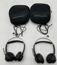 LOT OF 2 Plantronics Voyager Headset BT600 With USB Cable, Dongle, and Case