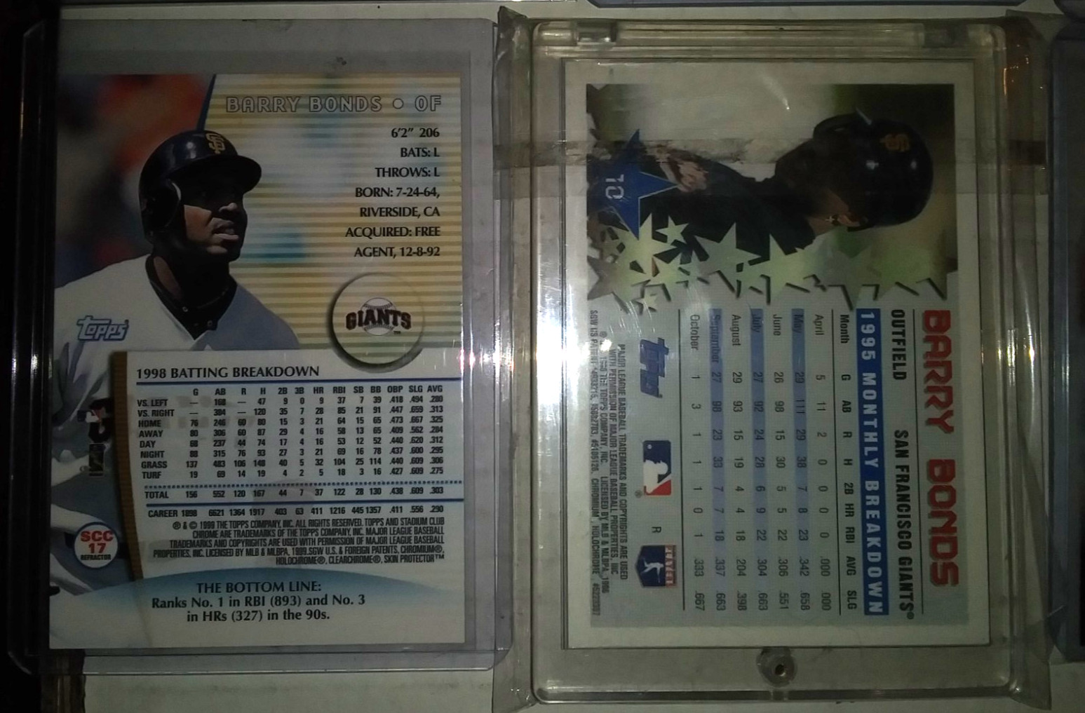 1996-2004 DONRUSS/TOPPS BARRY BONDS LOT OF 10 SP'S W/REFRACTORS LOW#'S NICE LOT! view 15