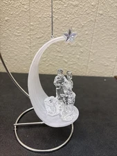 One Piece Nativity Scene by Roman Inc.  Frosted Acrylic Half Moon Star Ornament