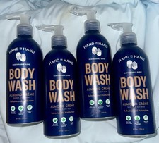 NEW (4) Hand in Hand Almond Crème Body Wash Sustainable Suds 10 floz MADE IN USA