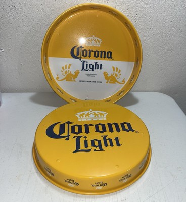 NEW Corona Light Yellow Metal Beer Beverage Barware Serving Tray 13 