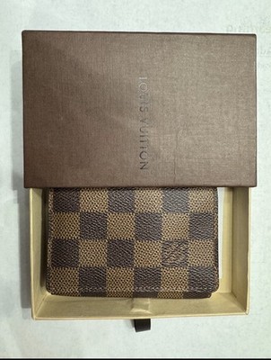 Louis Vuitton Brown Check Bifold Men's Wallet Folding Logo Accent