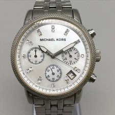Michael Kors Womens Watch 36mm MOP Dial Stainless Chronograph New Battery 6.75"