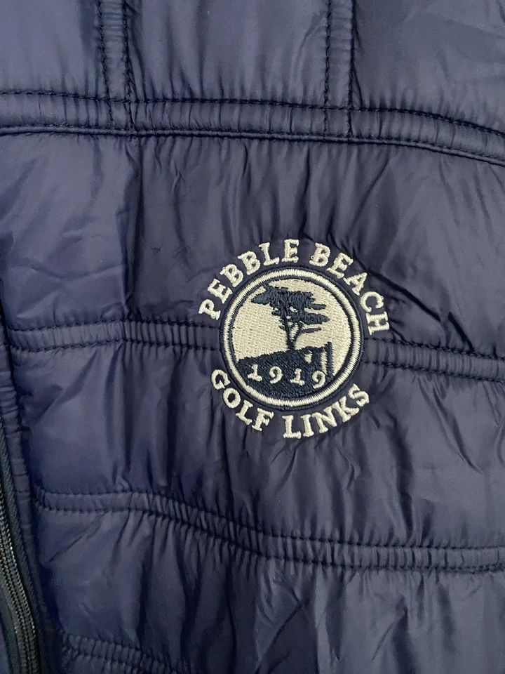 Straight Down Men Patton Navy Blue Pebble Beach Golf Quilted Jacket L Full-Zip - Image 4 of 4