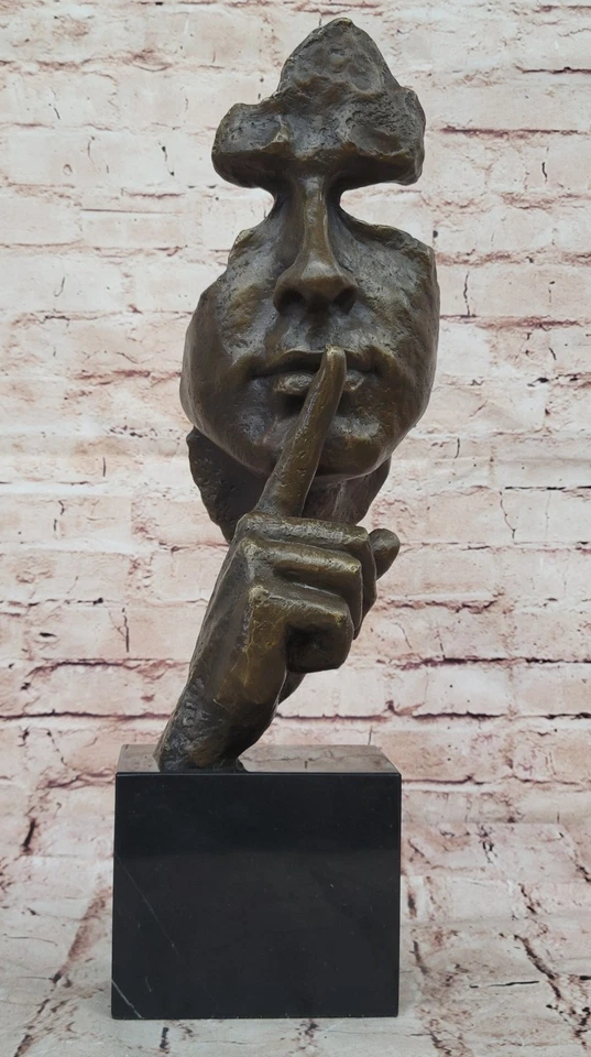 Signed Salvador Dali Abstract Man Hush Up Bronze Sculpture Modern Art Figurine - Image 3 of 4