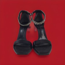 Alexander McQueen Embroidered Double Strap Sandal In BlackSilver US 9 (Y060)