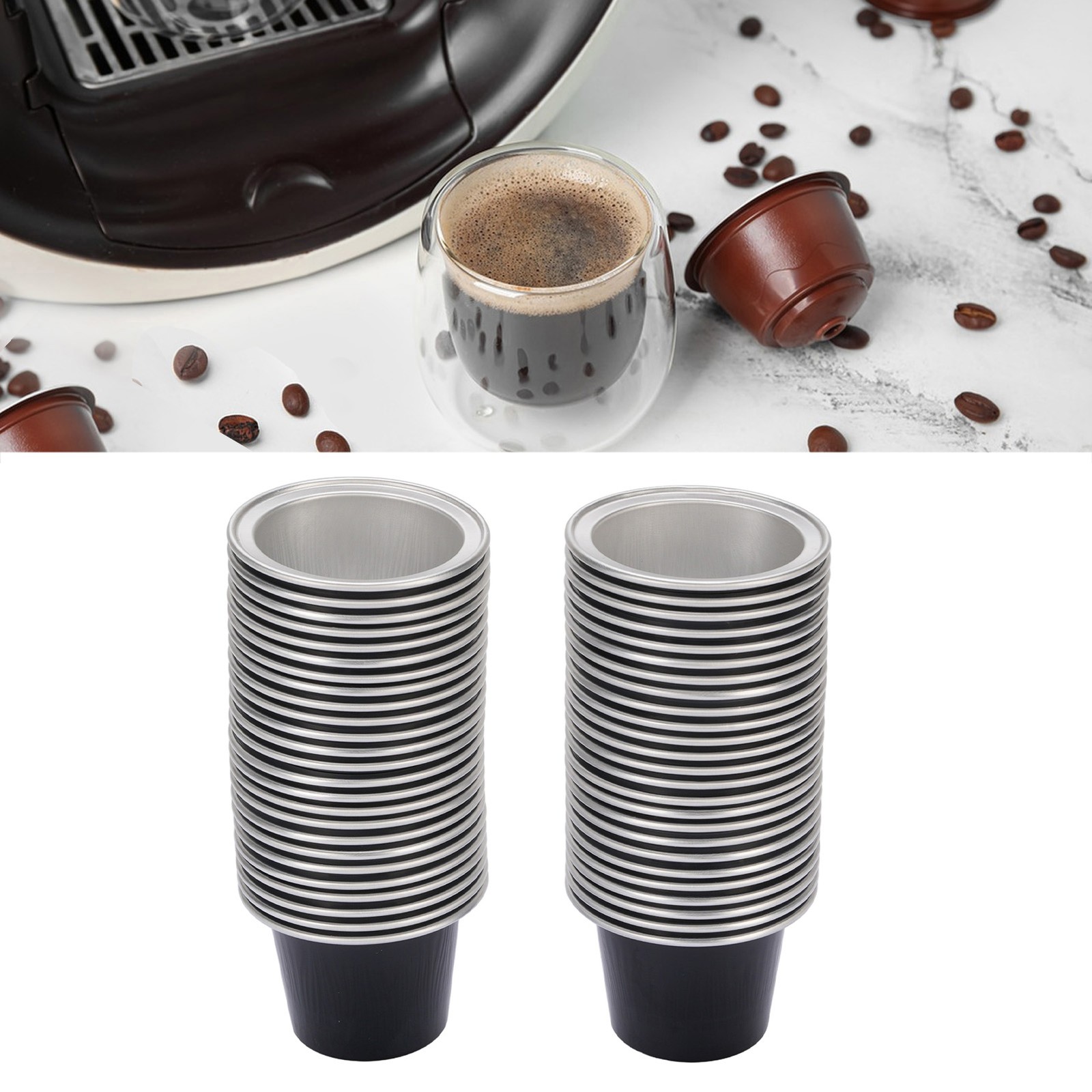 50PCS Aluminum Foil Lids With 50PCS 15ml Coffee Capsules Coffee Pods Seal Lids S