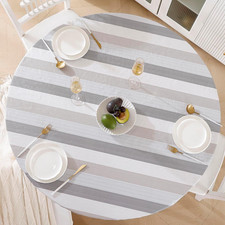 round Vinyl Fitted Tablecloth with Flannel Backing Elastic Edge Design