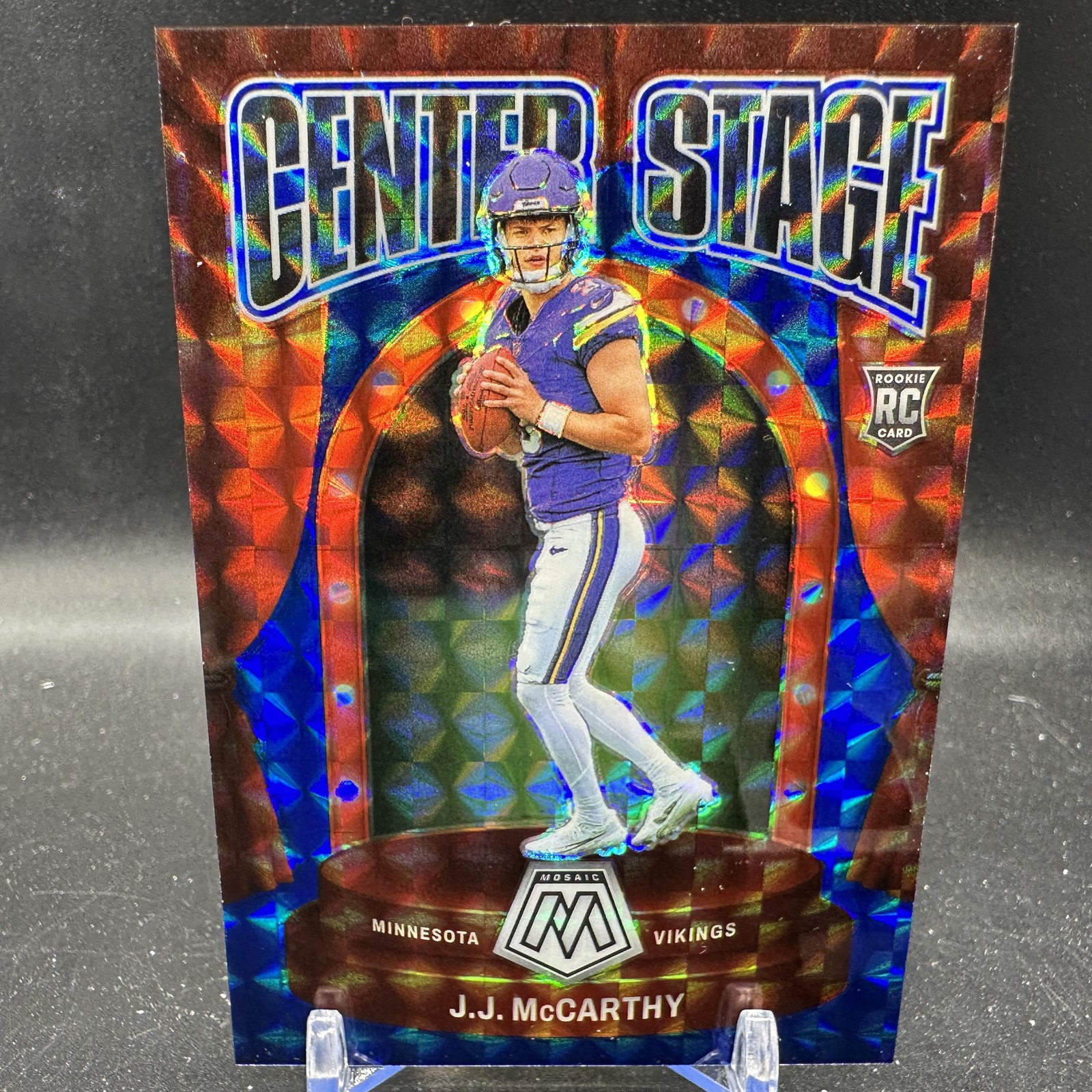 J.J. MCCARTHY Rookie Blue Mosaic /99 2024 Panini Mosaic Center Stage #9 Vikings