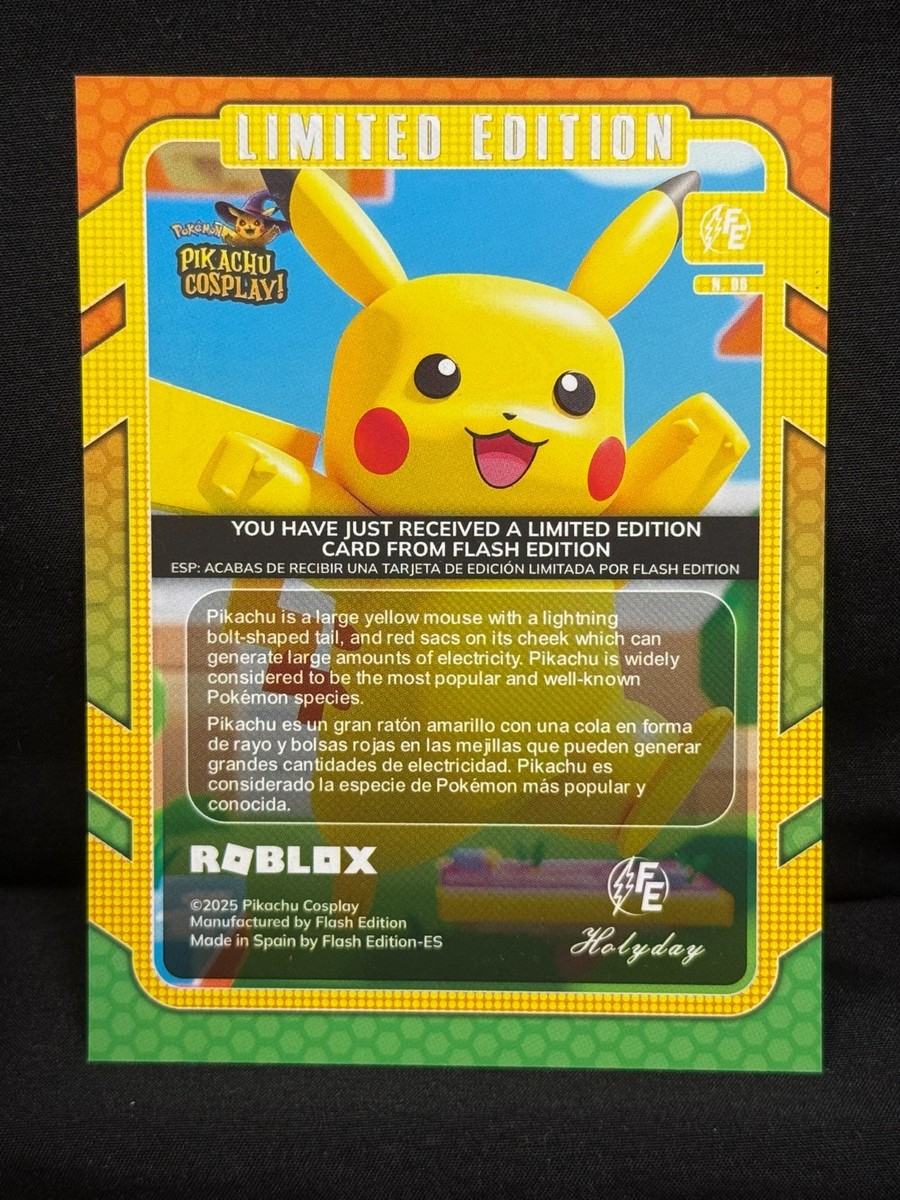PIKACHU Cosplay! OVERSIZED Card N. 06 ROBLOX Limited Edition GOLD