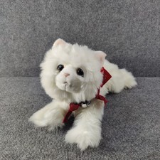 Russ Snowflake White Persian Cat Kitty 16  Long Plush Red Bow Ribbon New Tags