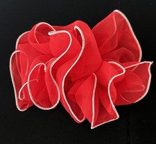 Vintage 1980s / 1990s Large Red  White Hair Bow Clip Barrette Updo Accessory