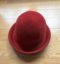 Vintage Kokin New York Red Felt Bowler Cloche Hat Women  s