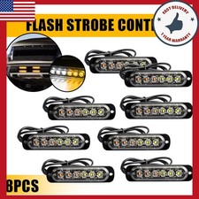 8pcs Amberwhite 6led Car Truck Beacon Warning Hazard Flash Strobe Light 8pcs Amberwhite 6led Car Truck Beacon Warning Hazard Flash Strobe Light