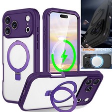 For iPhone 17Pro Max/17/Air Magnetic Ring Stand Screen Protector Clear Back Case