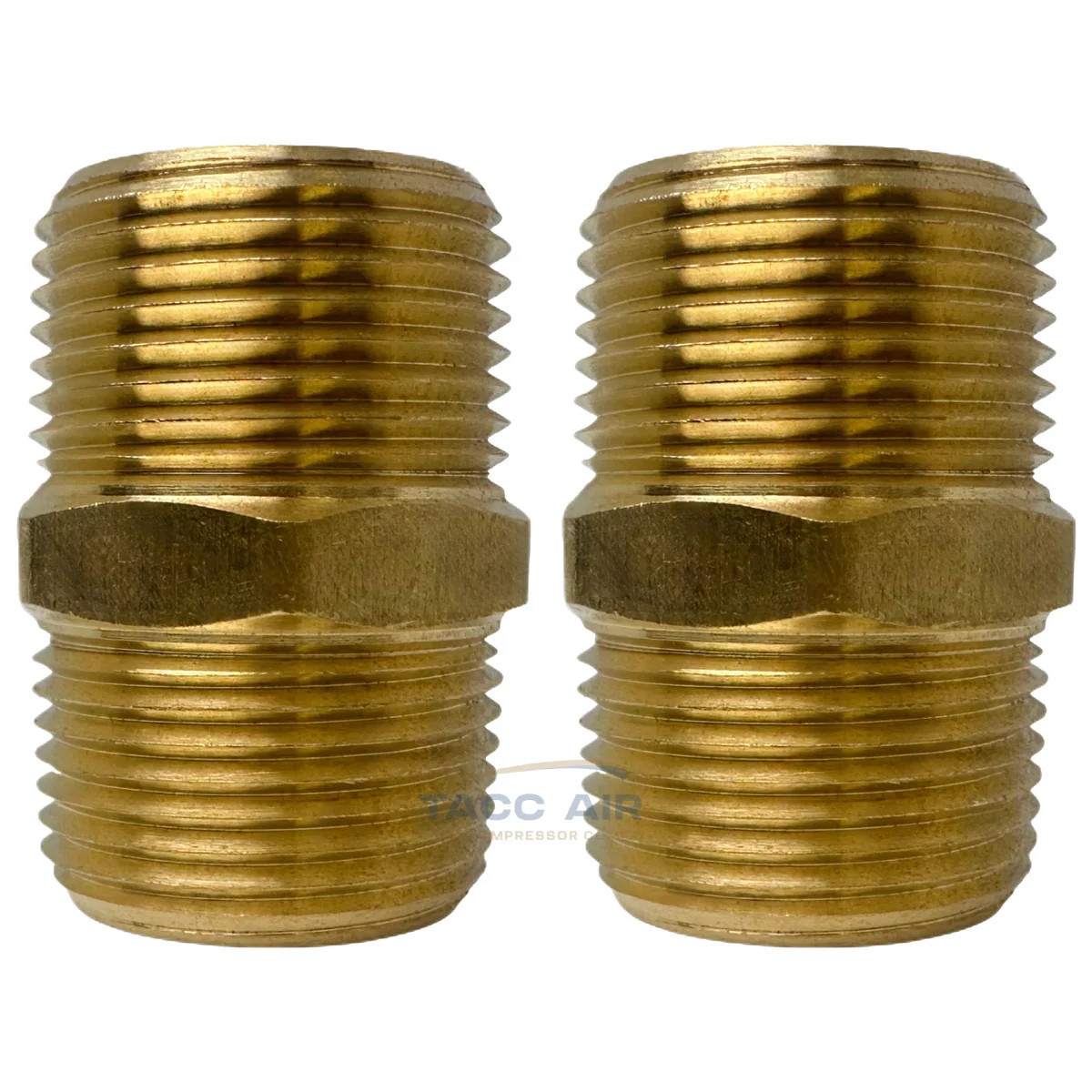 2 Pack Brass Pipe Hex Nipple Fitting 3/4" MNPT x 3/4" NPT Male Adapter