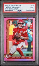 2025 TOPPS CHROME PINK REFRACTOR #148 PATRICK MAHOMES II 26/250 PSA 9