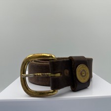 Royden Leather Kids Size 28 Brown Suede Belt Brass Buckle USA 801