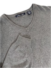 Men's Gray V-Neck 100 Cotton Sweater Classic Business Office Casual Size XL