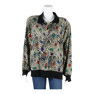 DAMEN NOTATIONS Bluse Beige Kragen Animal Print Langarm Damen L