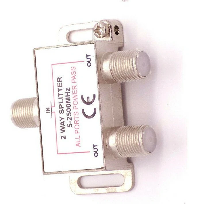 Splitter a Y 2 vie tipo F connettore a vite TV cavo vergine cielo satellite vista libera - Immagine 4 di 4