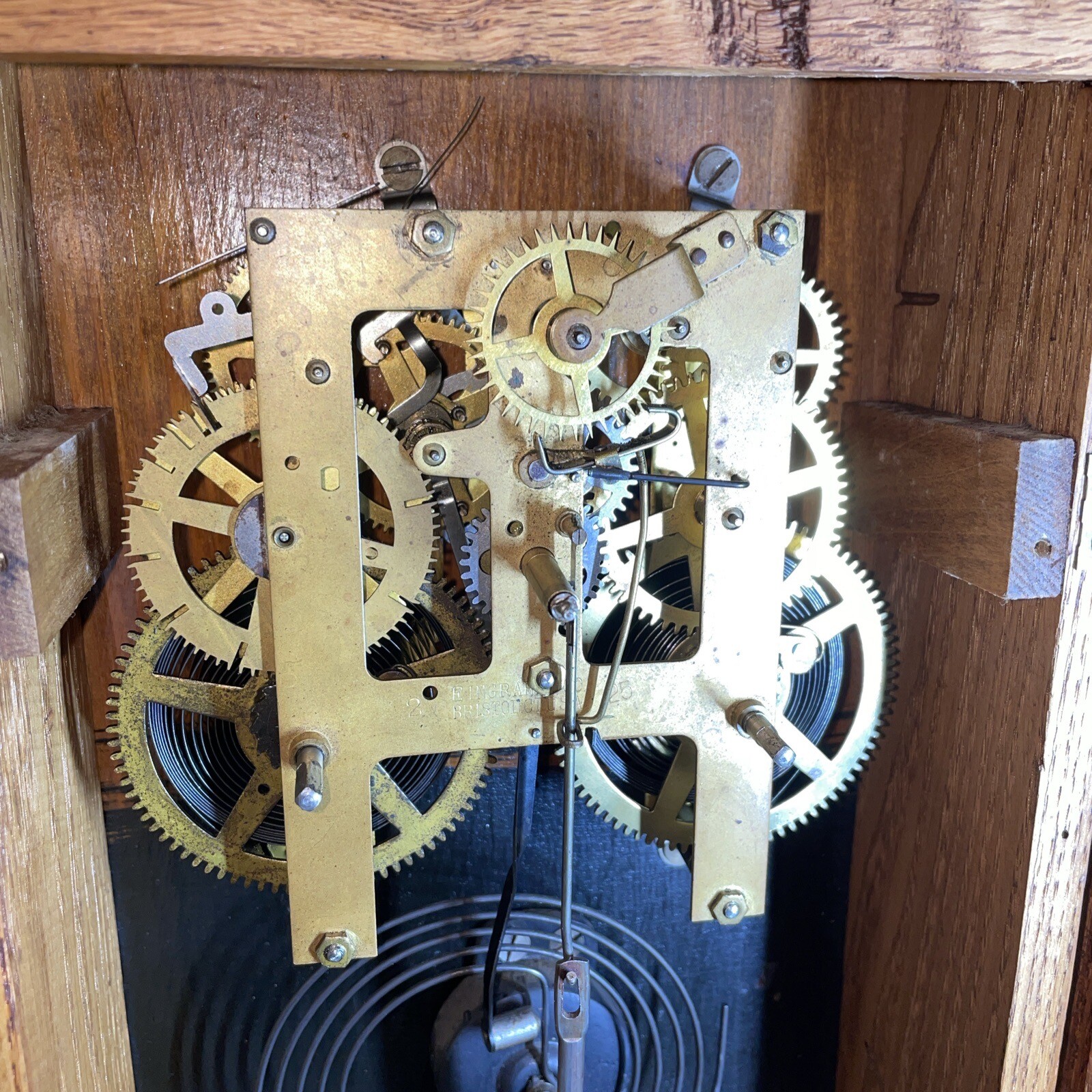 Antique E. Ingraham "Pacific" Oak Gingerbread Shelf Mantle Mantel Clock eBay