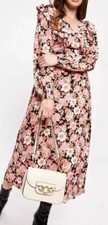 EX DOROTHY PERKINS LADIES FLORAL PRINT RUFFLE MIDI DRESS PINK NEW (ref 170) SALE