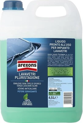 AREXONS LIQUIDO LAVAVETRI DETERGENTE PULIZIA CRISTALLI RIMUOVI INSETTI AUTO SGRASSANTE